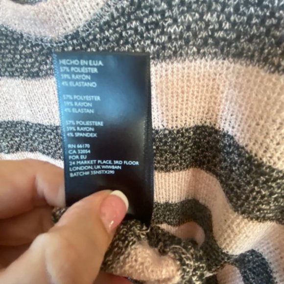 Womens BDG Brand Lightweight Sweater, Size L Pink and Black Stripe - Picture 3 of 5
